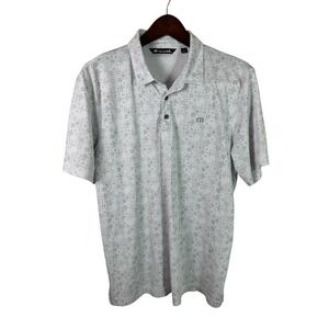 Travis Mathew‎ Polo Shirt Mens XL Gray White Cozumel AOP